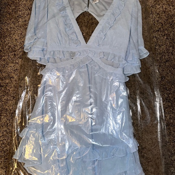 Hello Molly Angel Biba Blue Cutout Dot Dress - Picture 2 of 3